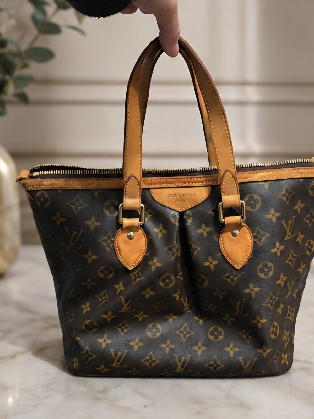 Louis Vuitton Monogram Canvas Tote in Brown and Tan